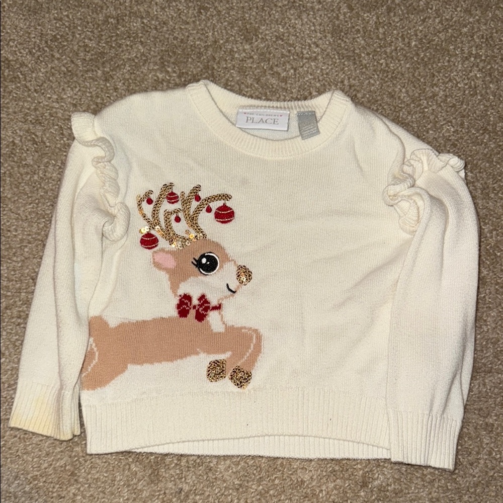 The Children's Place Cream Reindeer Sweater